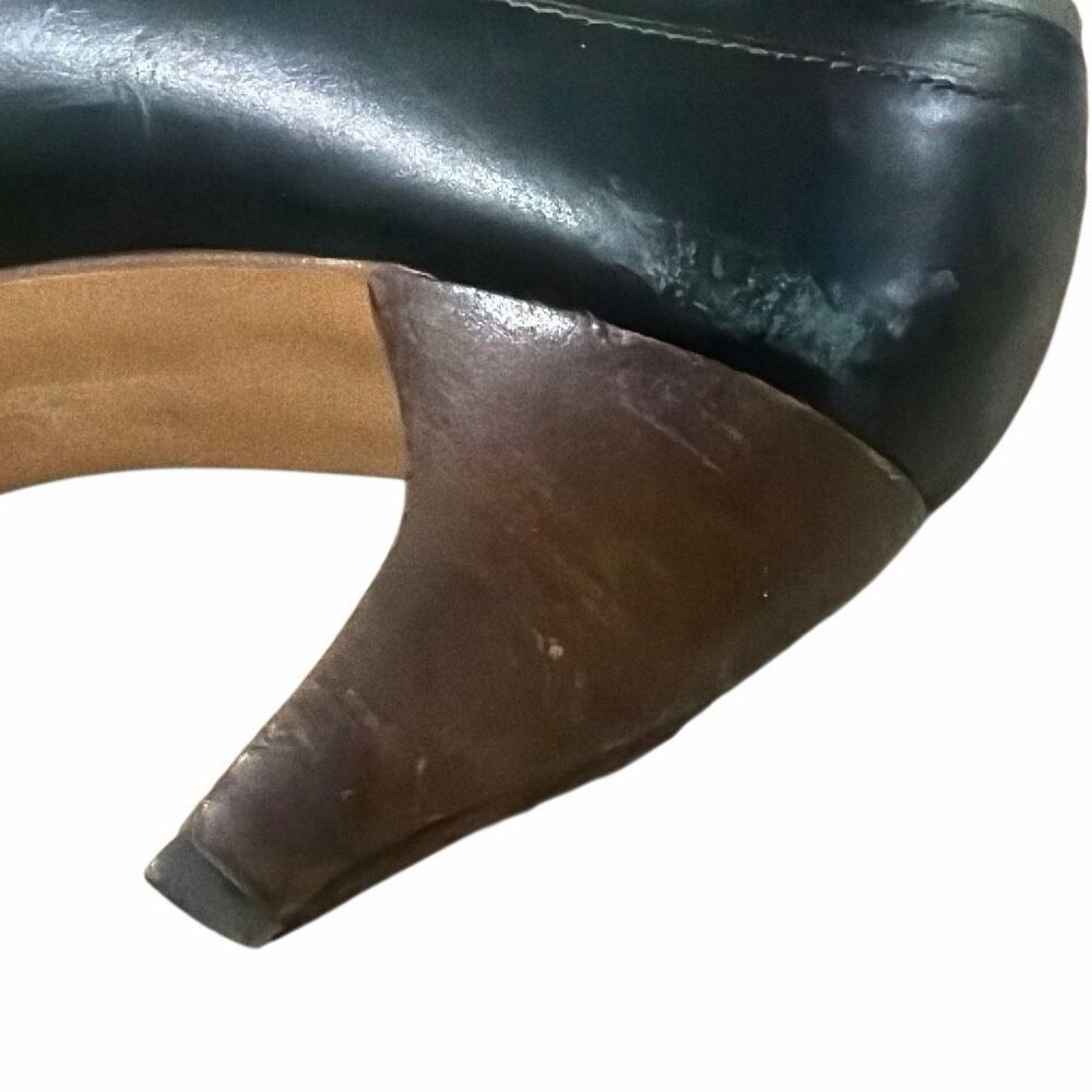 John Fluevog Teapot Yunnan Heels Black Olive Green Ribbon Lace Up Women’s 9.5 - Picture 12 of 16